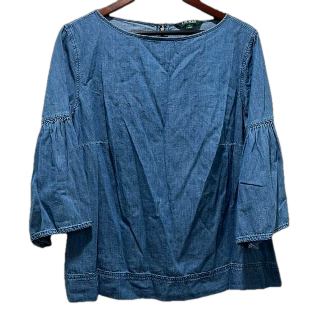 Lauren Ralph Lauren jean blu blouse size 1X GUC..